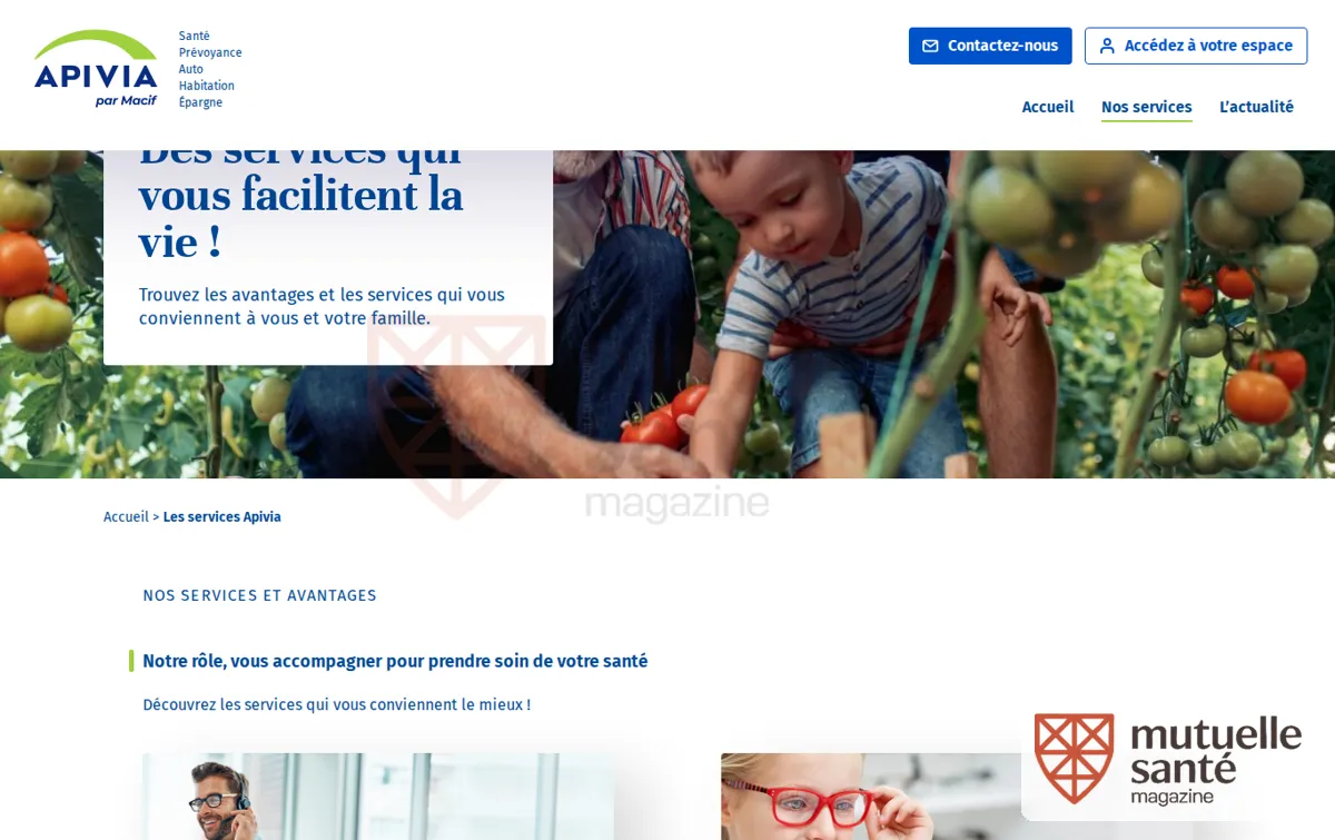 Capture : Les services Apivia | Apivia